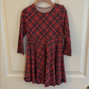 Plaid Red Kids Casual Dress